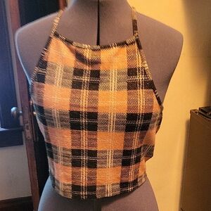 Plaid Halter Crop
